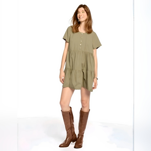 MADEWELL Tunic Olive Green Dress Lagenlook OVERSIZED Small - Picture 9 of 9